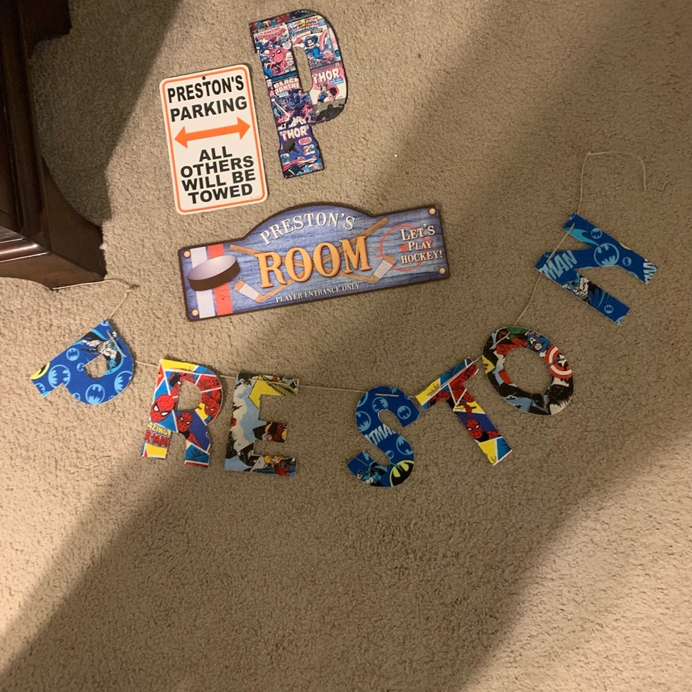 Preston name decor super heros